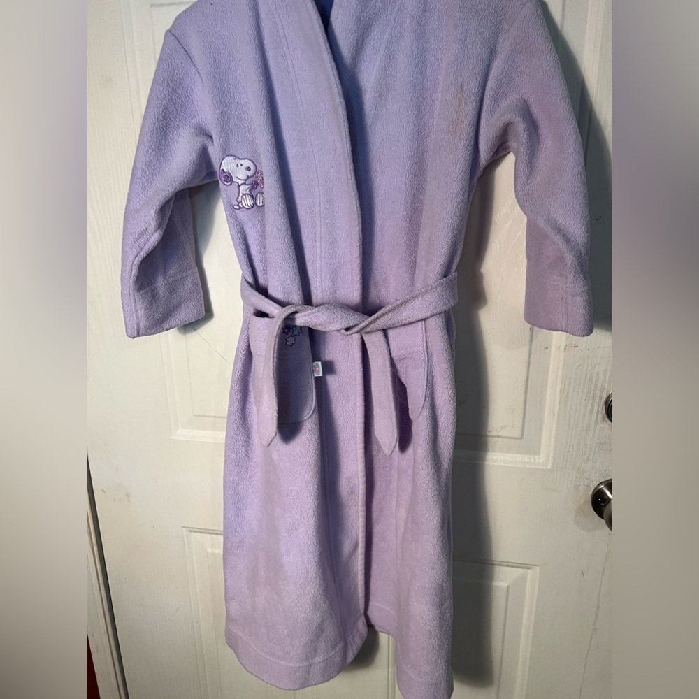 MARKS & SPENCER LICENSED PEANUTS SNOOPY LILAC ROBE FOR KIDS AGES 7-8